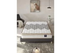 Ensemble Matelas Ressorts + Sommier 160x200cm, Errakis 28cm D’épaisseur Et Sommier Tissu Gris -Magasin de lits ensemble matelas sommier 9258633