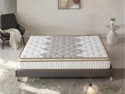 Ensemble Matelas Ressorts + Sommier 160x200cm, Errakis 28cm D’épaisseur Et Sommier Tissu Gris -Magasin de lits ensemble matelas sommier 9258635
