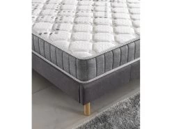 Ensemble Matelas Ressorts + Sommier 90x190cm, Eliha 20cm D’épaisseur Et Sommier Tissu Gris -Magasin de lits ensemble matelas sommier 9258907