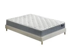 Ensemble Matelas Ressorts + Sommier 180x200cm, Galice 25cm D’épaisseur Et Sommier Tissu Blanc