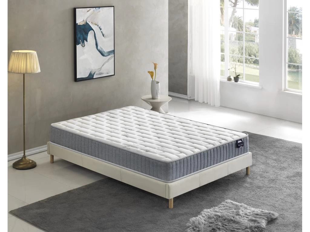 Ensemble Matelas Ressorts + Sommier 180x200cm, Galice 25cm D’épaisseur Et Sommier Tissu Blanc 2 Ensemble Matelas Ressorts + Sommier 180x200cm, Galice 25cm D’épaisseur Et Sommier Tissu Blanc – Image 2