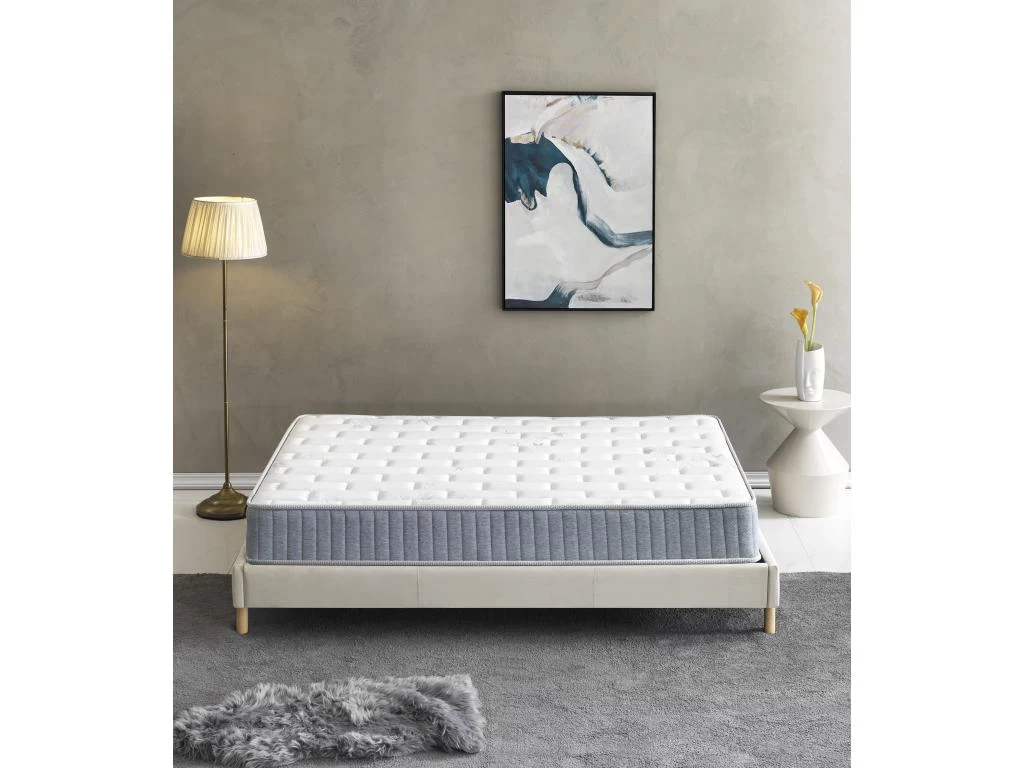 Ensemble Matelas Ressorts + Sommier 180x200cm, Galice 25cm D’épaisseur Et Sommier Tissu Blanc 4 Ensemble Matelas Ressorts + Sommier 180x200cm, Galice 25cm D’épaisseur Et Sommier Tissu Blanc – Image 4