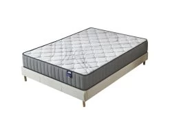 Ensemble Matelas Latex + Sommier Tissu 120x190 Cm, Sirius 16cm D’épaisseur Et Sommier Tissu Blanc