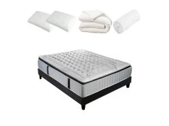 OLYMPE LITERIE | Pack Prêt à Dormir PHIGALIE 160x200 Cm | Matelas Ressorts Ensachés + Sommier + Accessoires
