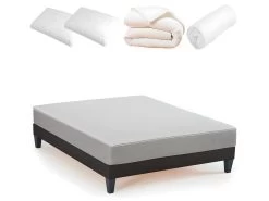 BELLECOUR LITERIE | Pack Prêt à Dormir INSPIRATION 160x200 Cm | Matelas Mémoire De Forme + Sommier + Accessoires