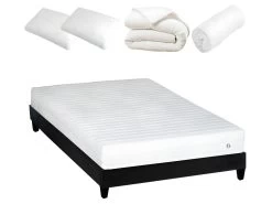 OLYMPE LITERIE | Pack Prêt à Dormir EGIO 160x200 Cm | Matelas Latex Like + Sommier Bois + Accessoires