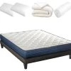BELLECOUR LITERIE | Pack Prêt à Dormir QUINCONCES 160x200 Cm | Matelas Mémoire De Forme + Sommier + Accessoires