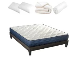BELLECOUR LITERIE | Pack Prêt à Dormir QUINCONCES 160x200 Cm | Matelas Mémoire De Forme + Sommier + Accessoires