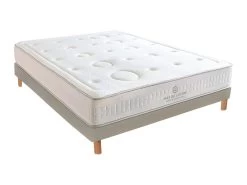 NUIT DE COTON | Ensemble PRELUDE 2.0 160x200 Cm | Matelas Latex 100% Naturel + Sommier Bois | Mi-ferme