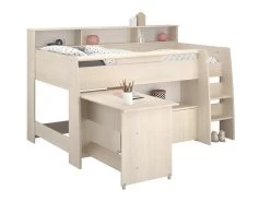 Lit Combiné APOLINE - Avec Bureau Et Rangements - 90 X 200 Cm - Coloris : Chêne -Magasin de lits lit enfant 367809