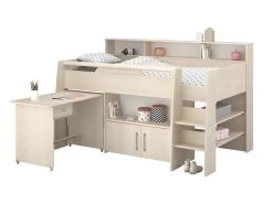 Lit Combiné APOLINE - Avec Bureau Et Rangements - 90 X 200 Cm - Coloris : Chêne -Magasin de lits lit enfant 367811
