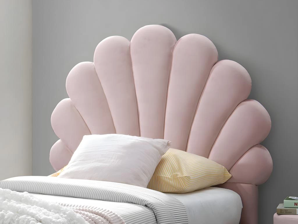 Lit Coquillage 90 X 190 Cm - Velours - Rose - MOANA 2 Lit Coquillage 90 X 190 Cm - Velours - Rose - MOANA – Image 2
