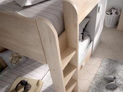 Lits Superposés Réversibles RICARDO - 2 X 90 X 190 Cm - Rangements Intégrés - Chêne Et Blanc -Magasin de lits lit enfant 413963