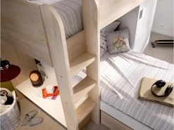 Lits Superposés Réversibles RICARDO - 2 X 90 X 190 Cm - Rangements Intégrés - Chêne Et Blanc -Magasin de lits lit enfant 413975