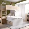 Lits Superposés Réversibles RICARDO - 2 X 90 X 190 Cm - Rangements Intégrés - Chêne Et Blanc