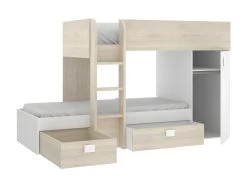 Lits Superposés Réversibles RICARDO - 2 X 90 X 190 Cm - Rangements Intégrés - Chêne Et Blanc + Matelas 23 Lits Superposés Réversibles RICARDO - 2 X 90 X 190 Cm - Rangements Intégrés - Chêne Et Blanc + Matelas -Magasin de lits lit enfant 413989