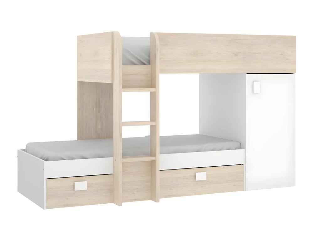 Lits Superposés Réversibles RICARDO - 2 X 90 X 190 Cm - Rangements Intégrés - Chêne Et Blanc + Matelas 8 Lits Superposés Réversibles RICARDO - 2 X 90 X 190 Cm - Rangements Intégrés - Chêne Et Blanc + Matelas – Image 8