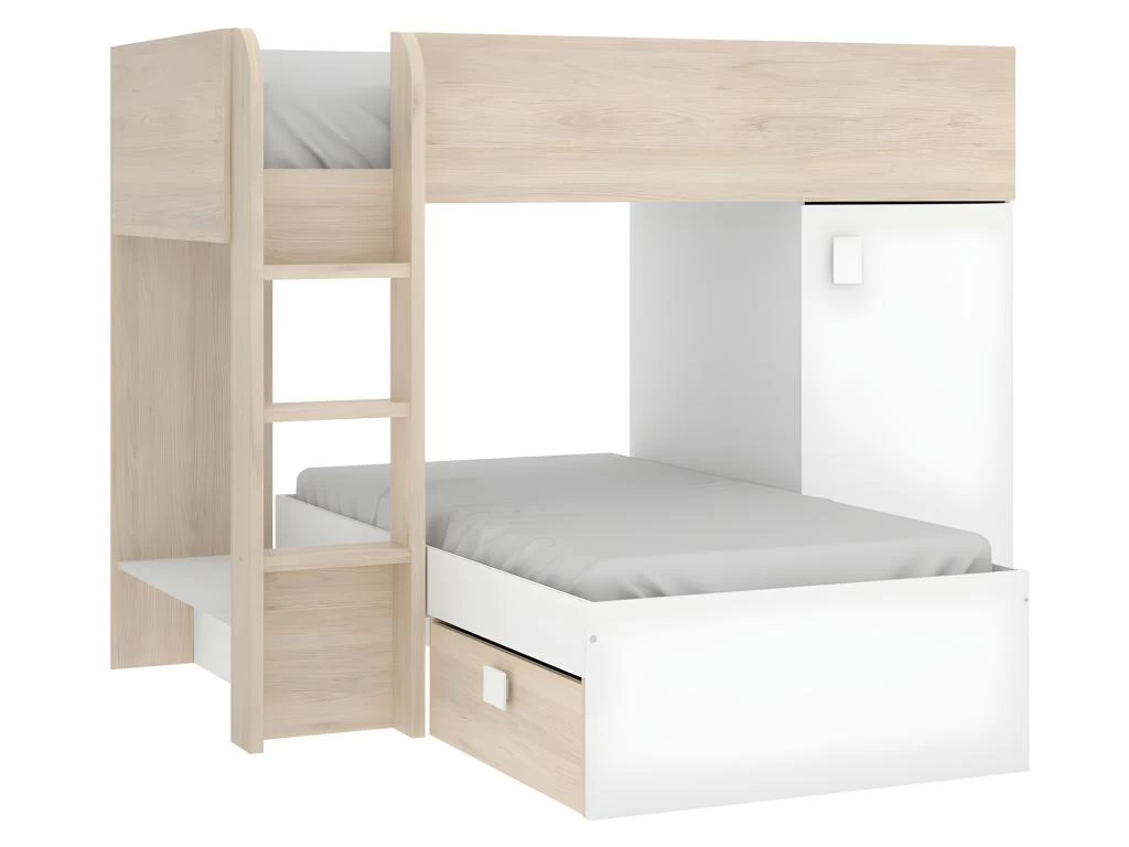 Lits Superposés Réversibles RICARDO - 2 X 90 X 190 Cm - Rangements Intégrés - Chêne Et Blanc + Matelas 13 Lits Superposés Réversibles RICARDO - 2 X 90 X 190 Cm - Rangements Intégrés - Chêne Et Blanc + Matelas – Image 13