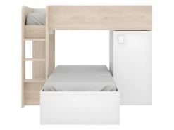 Lits Superposés Réversibles RICARDO - 2 X 90 X 190 Cm - Rangements Intégrés - Chêne Et Blanc + Matelas 28 Lits Superposés Réversibles RICARDO - 2 X 90 X 190 Cm - Rangements Intégrés - Chêne Et Blanc + Matelas -Magasin de lits lit enfant 414013
