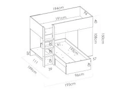 Lits Superposés Réversibles RICARDO - 2 X 90 X 190 Cm - Rangements Intégrés - Chêne Et Blanc + Matelas 32 Lits Superposés Réversibles RICARDO - 2 X 90 X 190 Cm - Rangements Intégrés - Chêne Et Blanc + Matelas -Magasin de lits lit enfant 414021