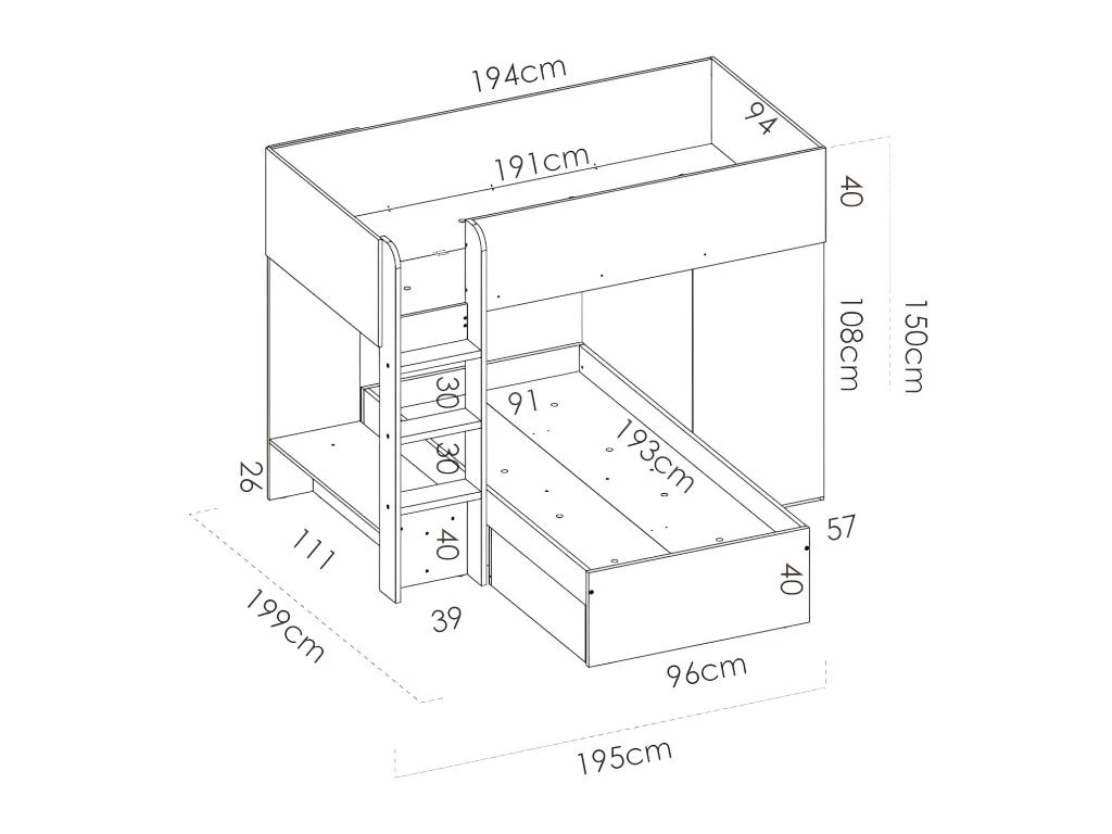 Lits Superposés Réversibles RICARDO - 2 X 90 X 190 Cm - Rangements Intégrés - Chêne Et Blanc + Matelas 16 Lits Superposés Réversibles RICARDO - 2 X 90 X 190 Cm - Rangements Intégrés - Chêne Et Blanc + Matelas – Image 16