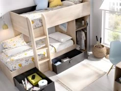 Lits Superposés Réversibles RICARDO - 2 X 90 X 190 Cm - Rangements Intégrés - Chêne Et Anthracite 19 Lits Superposés Réversibles RICARDO - 2 X 90 X 190 Cm - Rangements Intégrés - Chêne Et Anthracite -Magasin de lits lit enfant 414033