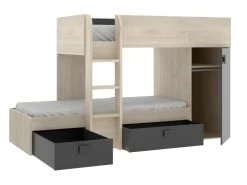 Lits Superposés Réversibles RICARDO - 2 X 90 X 190 Cm - Rangements Intégrés - Chêne Et Anthracite 27 Lits Superposés Réversibles RICARDO - 2 X 90 X 190 Cm - Rangements Intégrés - Chêne Et Anthracite -Magasin de lits lit enfant 414039