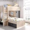 Lits Superposés Réversibles RICARDO - 2 X 90 X 190 Cm - Rangements Intégrés - Chêne Et Anthracite