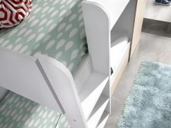 Lits Superposés Avec Tiroir Lit Gigogne Et Rangements 3 X 90 X 190 Cm - Blanc Et Naturel - ANTHONY -Magasin de lits lit enfant 419061