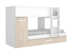 Lits Superposés Avec Tiroir Lit Gigogne Et Rangements 3 X 90 X 190 Cm - Blanc Et Naturel + Matelas - ANTHONY 16 Lits Superposés Avec Tiroir Lit Gigogne Et Rangements 3 X 90 X 190 Cm - Blanc Et Naturel + Matelas - ANTHONY -Magasin de lits lit enfant 419083