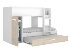 Lits Superposés Avec Tiroir Lit Gigogne Et Rangements 3 X 90 X 190 Cm - Blanc Et Naturel + Matelas - ANTHONY 17 Lits Superposés Avec Tiroir Lit Gigogne Et Rangements 3 X 90 X 190 Cm - Blanc Et Naturel + Matelas - ANTHONY -Magasin de lits lit enfant 419085