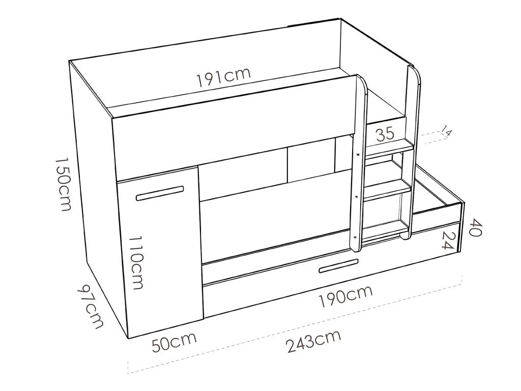 Lits Superposés Avec Tiroir Lit Gigogne Et Rangements 3 X 90 X 190 Cm - Blanc Et Naturel + Matelas - ANTHONY 10 Lits Superposés Avec Tiroir Lit Gigogne Et Rangements 3 X 90 X 190 Cm - Blanc Et Naturel + Matelas - ANTHONY – Image 10
