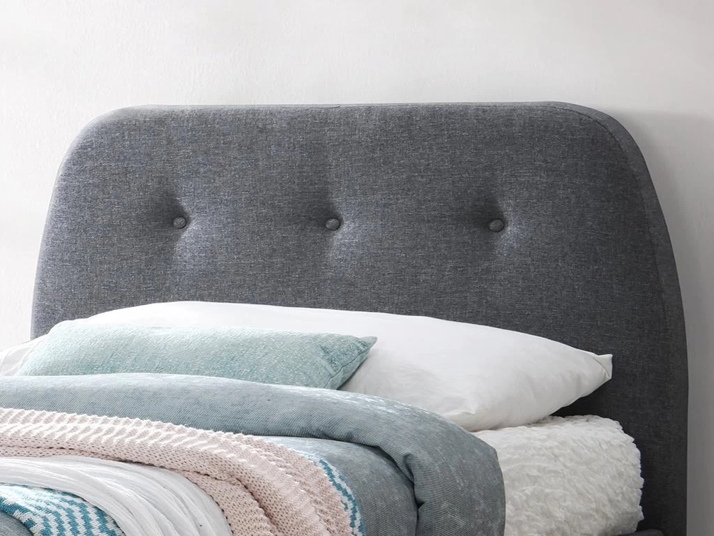 Lit ROMEO Tête De Lit Capitonnée - 90 X 190 Cm - Tissu Gris + Matelas 2 Lit ROMEO Tête De Lit Capitonnée - 90 X 190 Cm - Tissu Gris + Matelas – Image 2