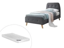 Lit ROMEO Tête De Lit Capitonnée - 90 X 190 Cm - Tissu Gris + Matelas 7 Lit ROMEO Tête De Lit Capitonnée - 90 X 190 Cm - Tissu Gris + Matelas -Magasin de lits lit enfant 420707