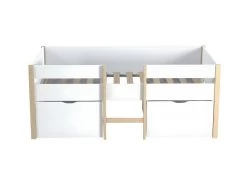 Lit Mi-hauteur SISSY - 2 Tiroirs - 90 X 190 Cm - Blanc Et Chêne -Magasin de lits lit enfant 446271