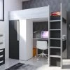 Lit Mezzanine 90 X 200 Cm Avec Armoire Et Bureau - Anthracite Et Blanc - NICOLAS II