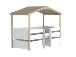 Lit Cabane SAROSI Avec Tiroirs - 90 X 190 Cm - Tilleul - Blanc Et Chêne -Magasin de lits lit enfant 449259