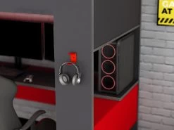 Lit Mezzanine Gamer NOAH Avec Bureau Et Rangements Intégrés - 90 X 200 Cm - Avec LEDs - Anthracite Et Rouge -Magasin de lits lit enfant 450969