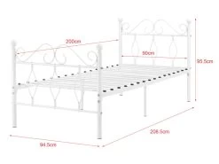 Cadre De Lit Simple Apolda En Métal 90 X 200 Cm Blanc Mat [en.casa] -Magasin de lits lit 10049607