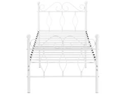 Cadre De Lit Simple Apolda En Métal 90 X 200 Cm Blanc Mat [en.casa] -Magasin de lits lit 10049609