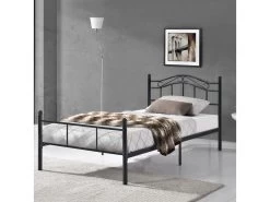 Cadre De Lit Standard Florenz En Métal 90 X 200 Cm Noir [en.casa]