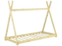 Lit De Tipi Pour Enfant Onejda Bois Naturel 200 X 90 Cm [en.casa] -Magasin de lits lit 10060995