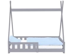 Lit Tipi D'enfants Gris Clair Avec Protection Antichutes Tente De Jeu ML-DESIGN