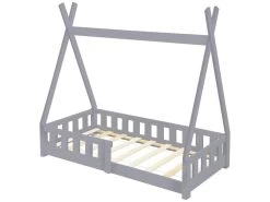 Lit Tipi D'enfants Gris Clair Avec Protection Antichutes Tente De Jeu ML-DESIGN -Magasin de lits lit 10061203