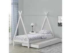 Lit Tipi Gigogne Cree 200 X 90 Cm Blanc [en.casa]