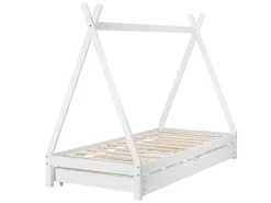 Lit Tipi Gigogne Cree 200 X 90 Cm Blanc [en.casa] -Magasin de lits lit 10061525