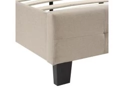 Lit Double Pour Adulte MATHIEU Avec Sommier 140x190 Cm 2 Places / 2 Personnes, Tête Et Pied De Lit Capitonnés, En Tissu Beige -Magasin de lits lit 10535717
