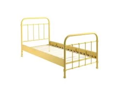 ARTEMIS - Lit à Barreaux 90x200cm En Métal Jaune