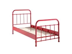 ARTEMIS - Lit à Barreaux 90x200cm En Métal Rouge