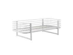 CURVE - Lit 90x200cm Métal Blanc Coins Arrondis